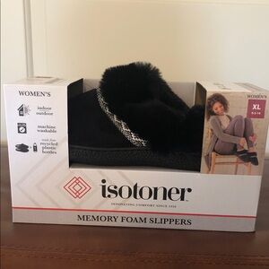 Isotoner Women's Black Memory Foam Slippers